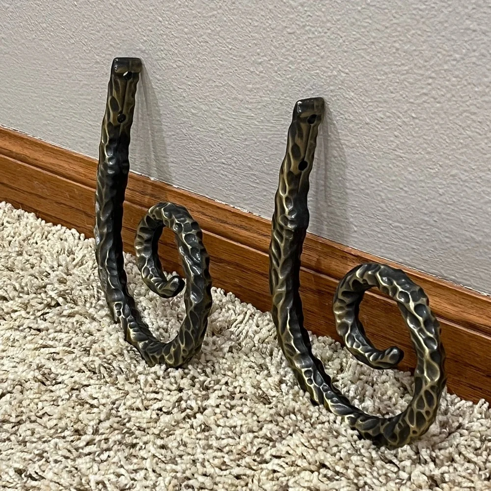 Vintage Decorative Brass & Bronze Wall Curtain Hooks